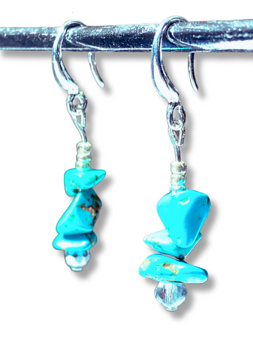 Turquoise Chip and Sterling Silver Earrings