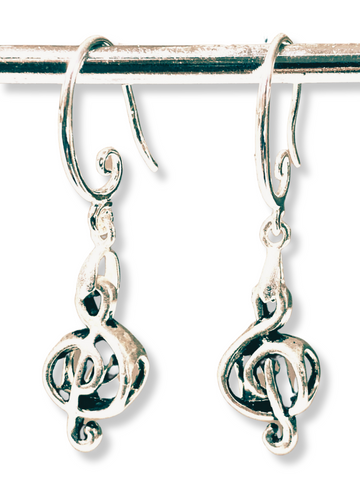 Treble Clef Earrings with Sterling Silver Hooks