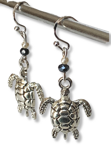 Sea Turle Earrings with Sterling Silver Hooks