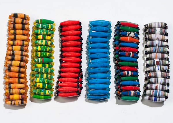 Wide parallel bead bracelet