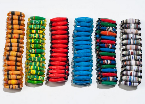 Wide parallel bead bracelet