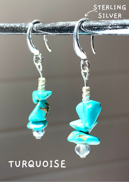 Turquoise Chip and Sterling Silver Earrings