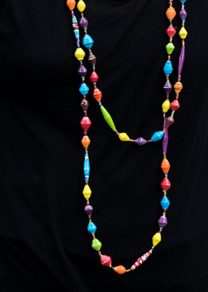 Multi-coloured long necklace