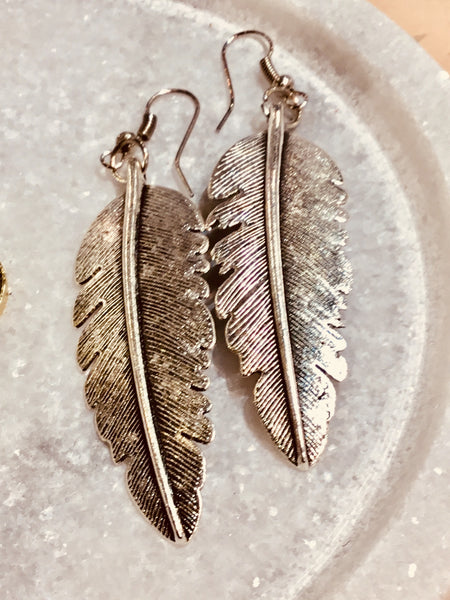 Silver Eagle Feather Earrings (Large) - Free Shipping