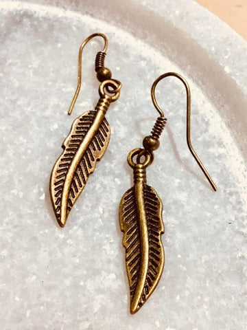 Bronze Feather Earrings (Small) - Free Shipping