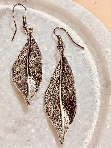 Silver Gum Leaf Earrings (Large) - Free Shipping