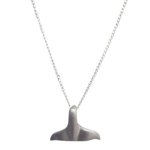 Whale Tail Necklace on Sterling Silver Chain - Large