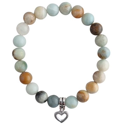 Amazonite Bead and Heart Bracelet