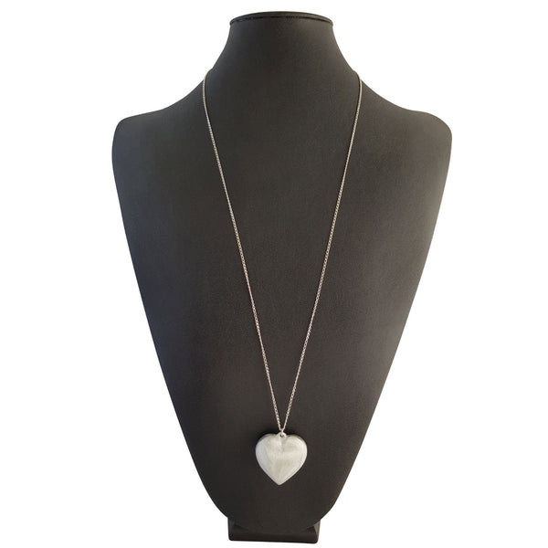 Large Heart Necklace on Sterling Silver Chain