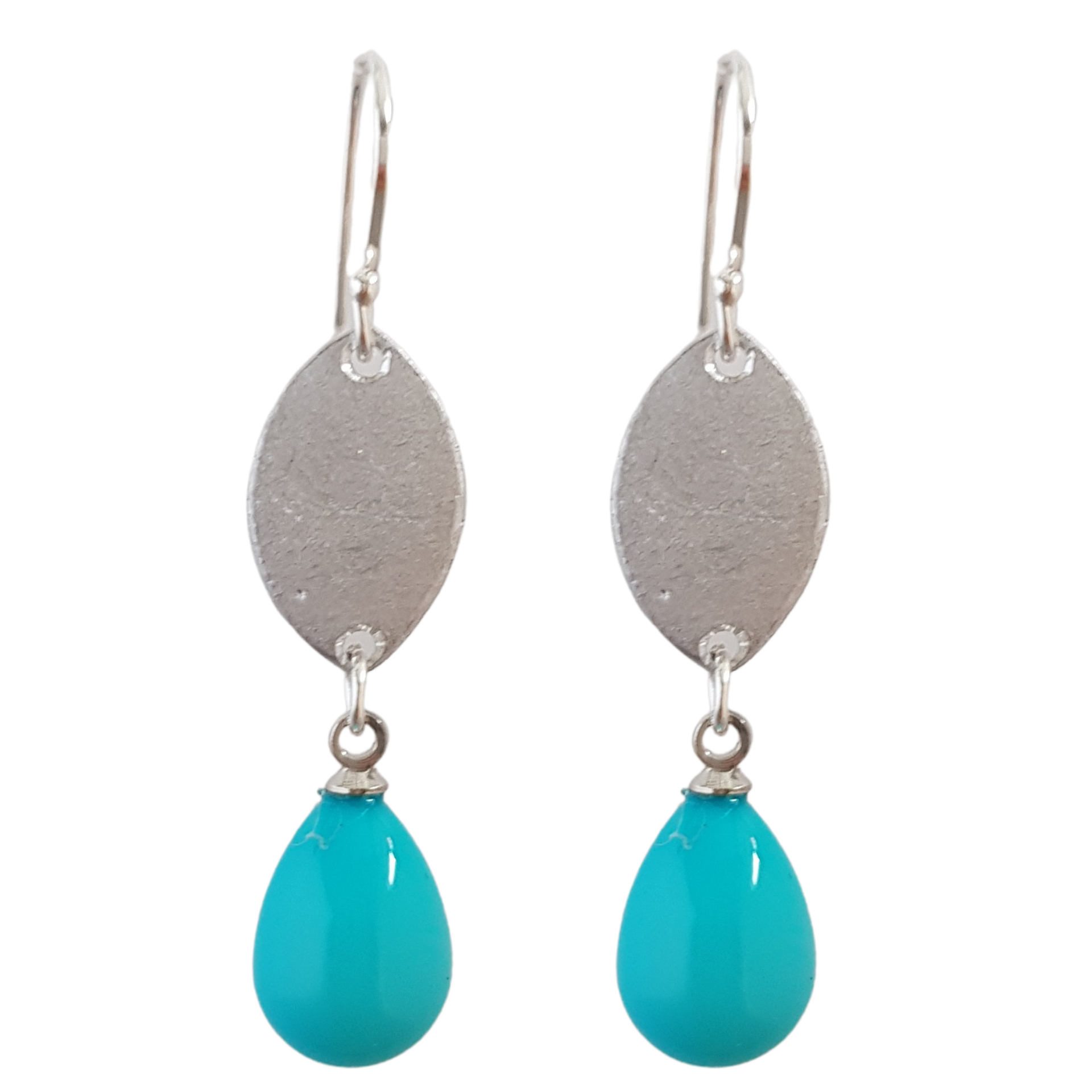 Leaf and Turquoise Shell Pearl Earrings