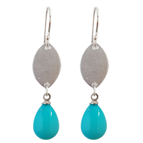Leaf and Turquoise Shell Pearl Earrings