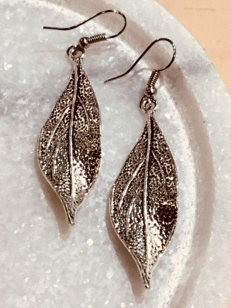 Silver Gum Leaf Earrings (Large) - Free Shipping