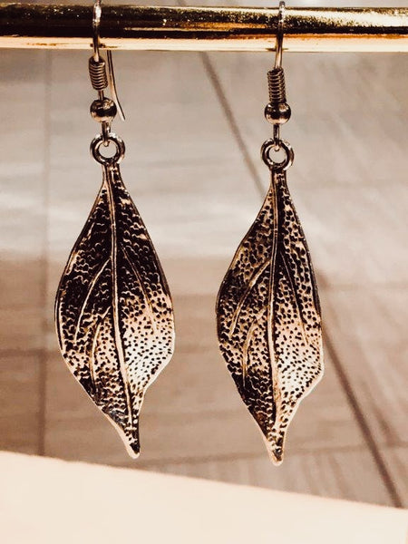 Silver Gum Leaf Earrings (Large) - Free Shipping