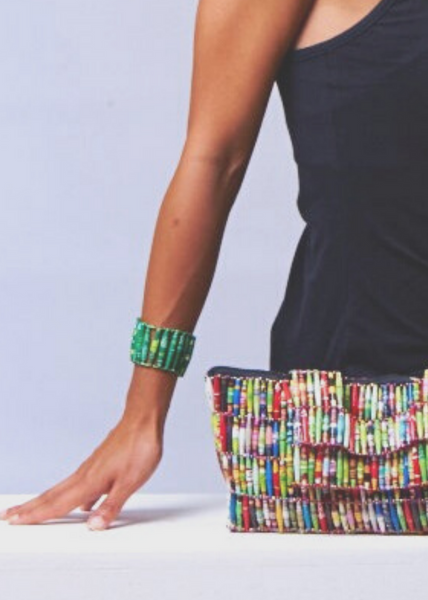 Wide parallel bead bracelet