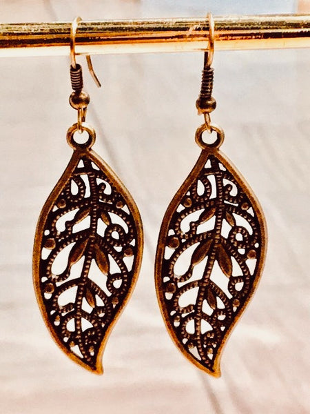 Bronze Filigree Earrings - Free Shipping