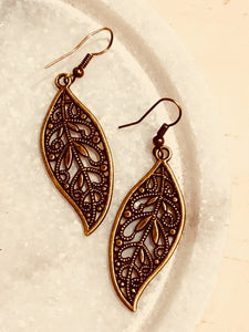 Bronze Filigree Earrings - Free Shipping