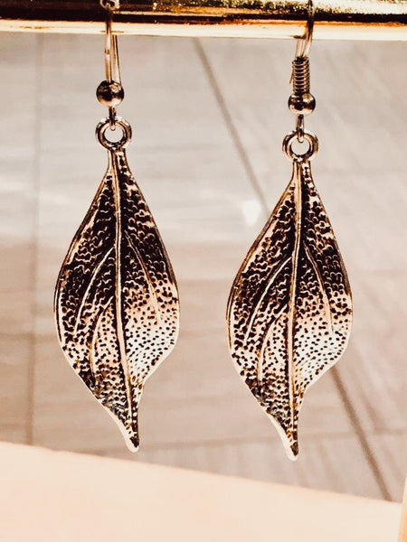 Silver Gum Leaf Earrings (Large) - Free Shipping