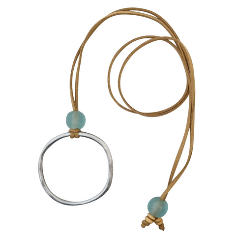 Circle & Recycled Glass Bead Necklace