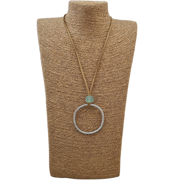 Circle & Recycled Glass Bead Necklace
