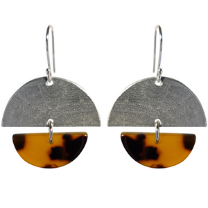 Tortoiseshell Resin & Disc Earrings