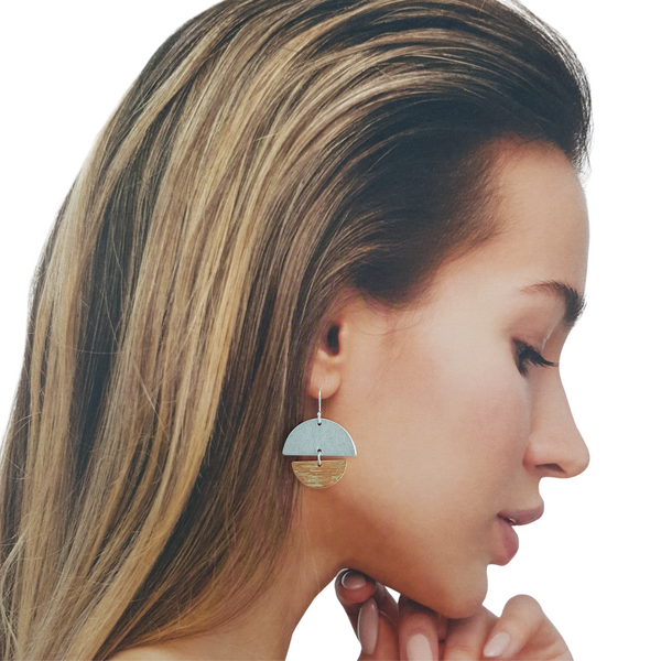 Disc & 18k Gold Plated Earrings