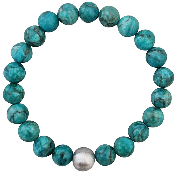 African Turquoise Bead and Heart Bracelet