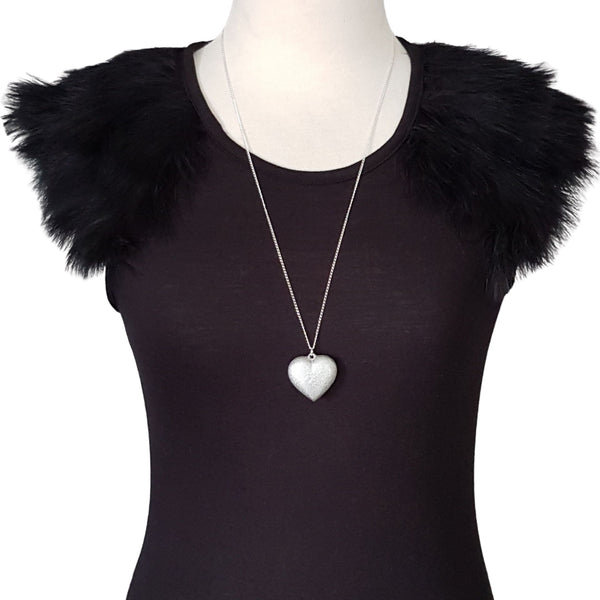 Large Heart Necklace on Sterling Silver Chain