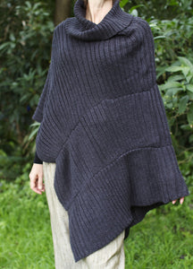 Margot Poncho Charcoal & Black
