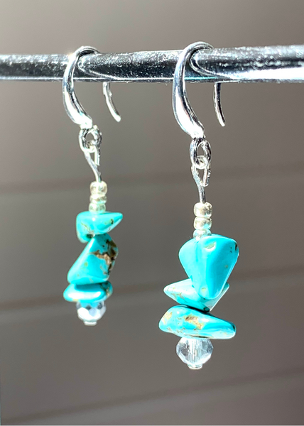 Turquoise Chip and Sterling Silver Earrings